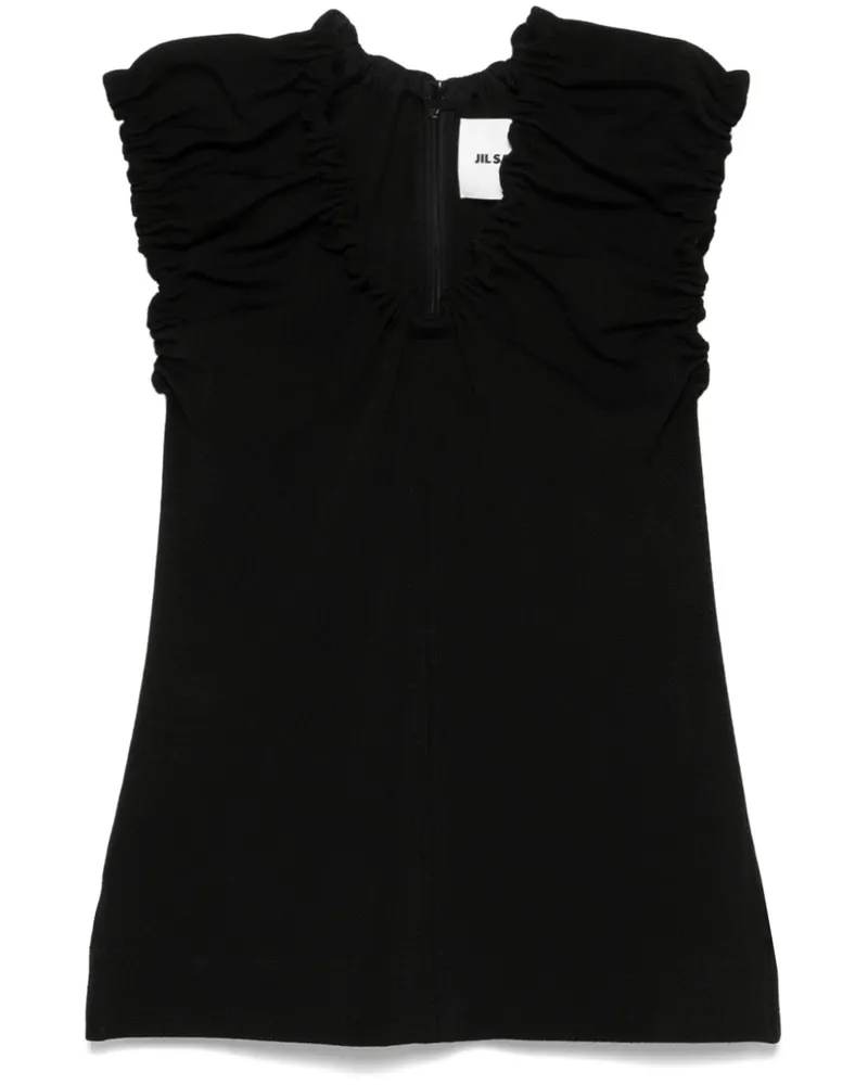 Jil Sander Bluse mit Raffung - Schwarz Schwarz
