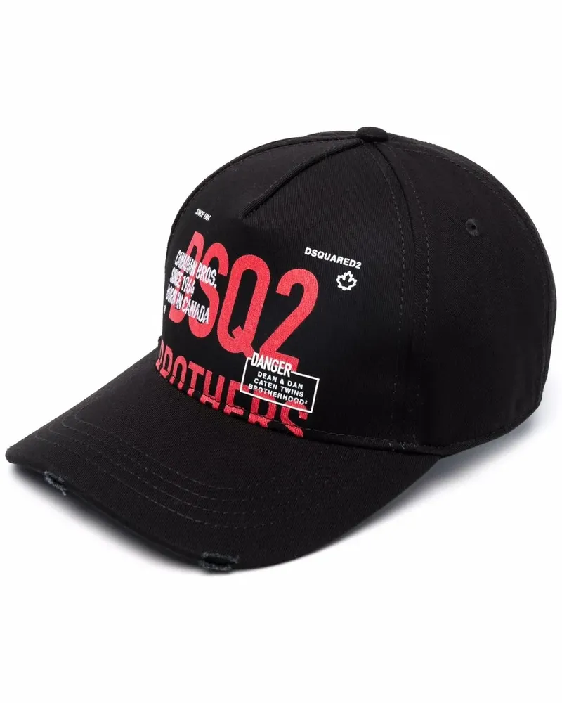 Dsquared2 Baseballkappe im Distressed-Look - Schwarz Schwarz