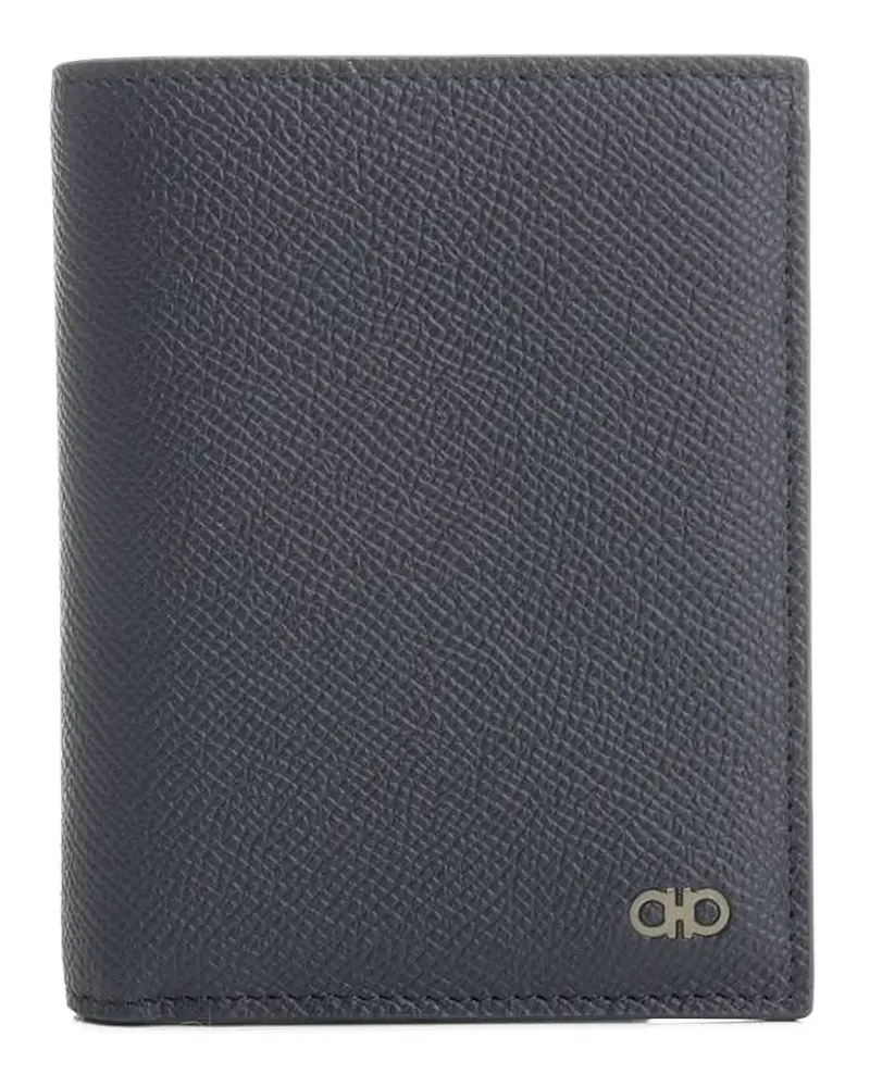 Ferragamo Gancini-plaque grained-leather wallet - Blau Blau