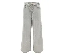 Weite Hose mit Bindegürtel - Grau