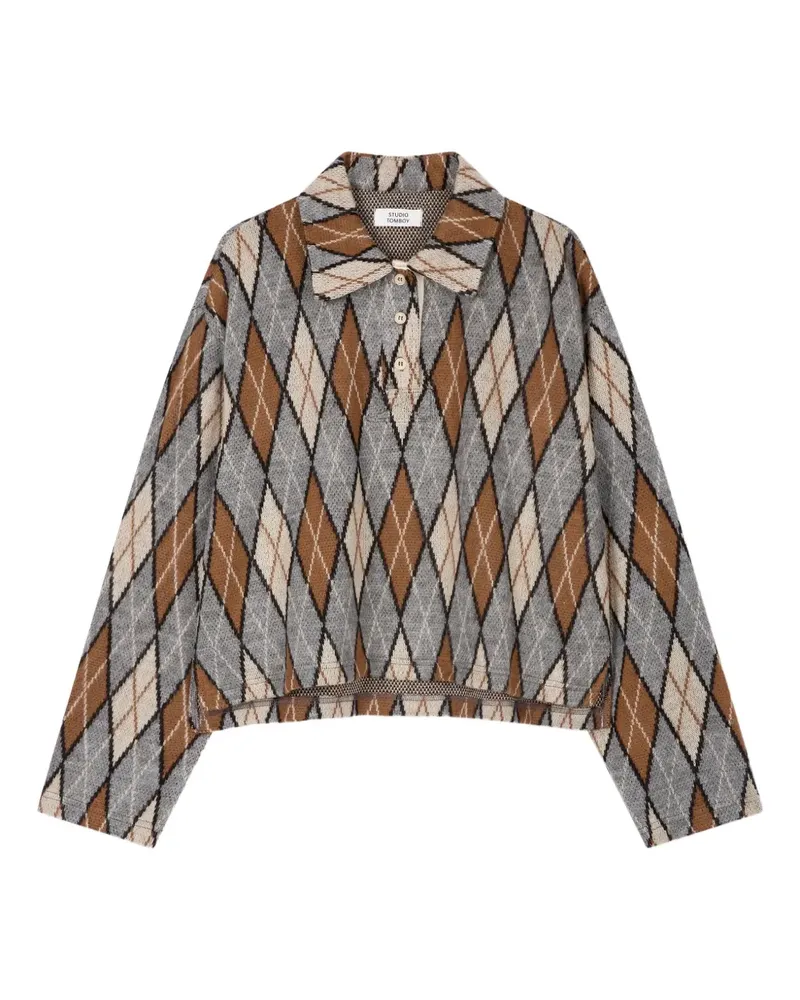 STUDIO TOMBOY argyle-pattern polo top - Grau Grau