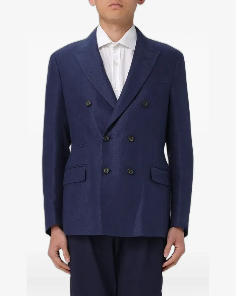 Eleventy double-breasted peak-lapel blazer - Blau Blau