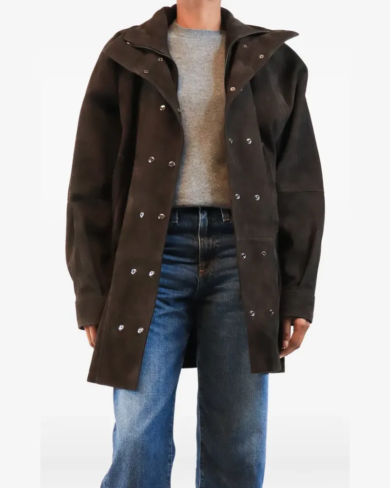 Magda Butrym cinched-waist suede jacket - Braun Braun