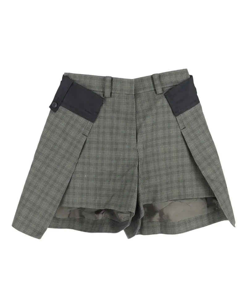 Sacai Karierte Joggingshorts im Layering-Look - Grau Grau