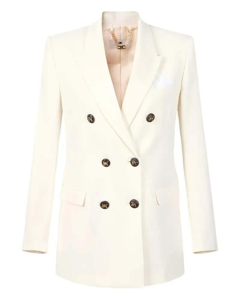 Elisabetta Franchi Doppelreihiger Blazer mit Einstecktuch - Nude Nude