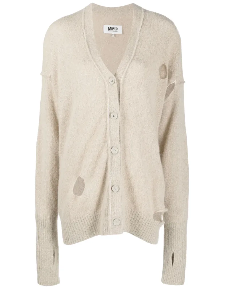 Maison Margiela Cardigan in Distressed-Optik - Nude Nude