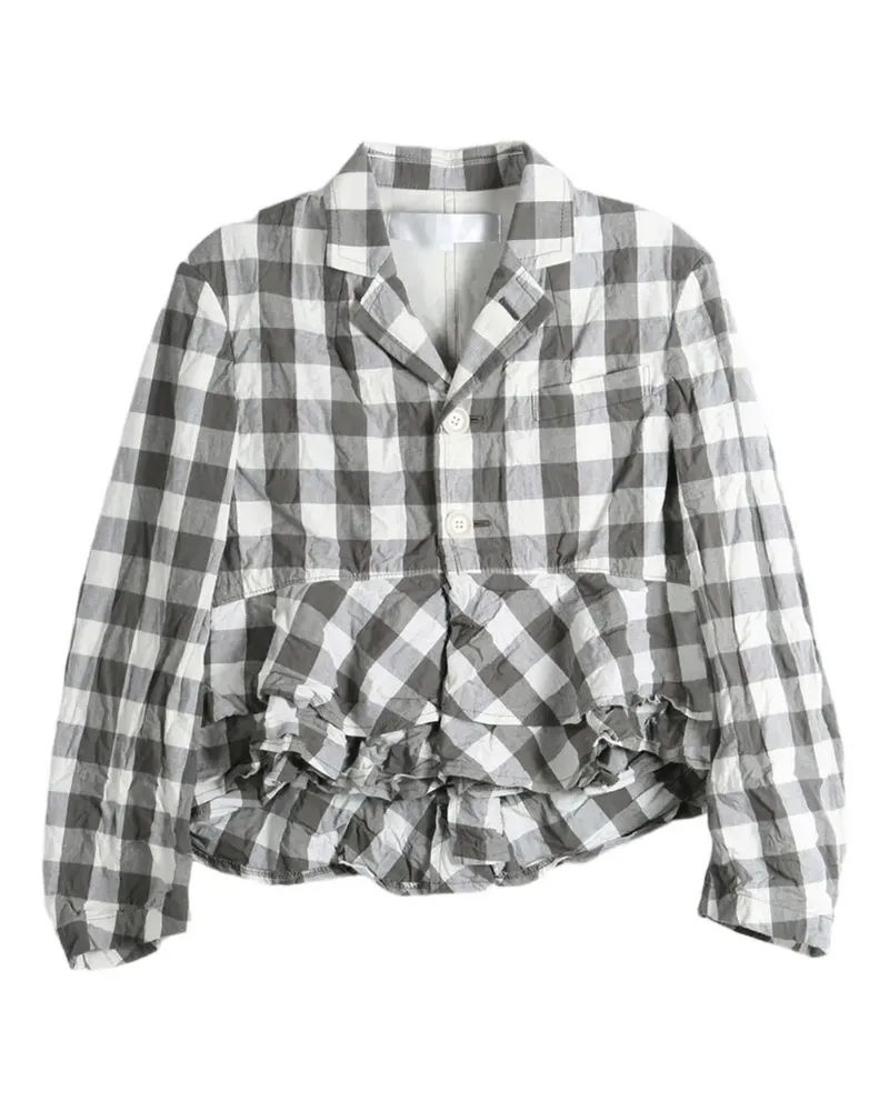 Comme des Garçons gingham-check ruffled jacket - Grau Grau