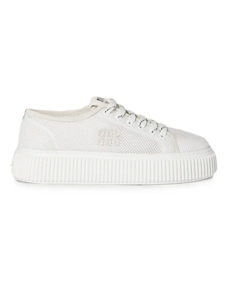 Miu Miu wavy-upper lace-up sneakers - Weiß Weiß