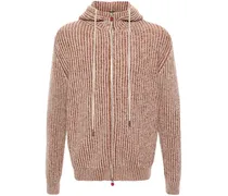 Gerippter Cardigan mit Kapuze - Orange