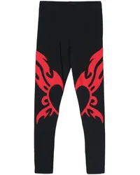 KUSIKOHC Leggings mit Herz-Print Schwarz