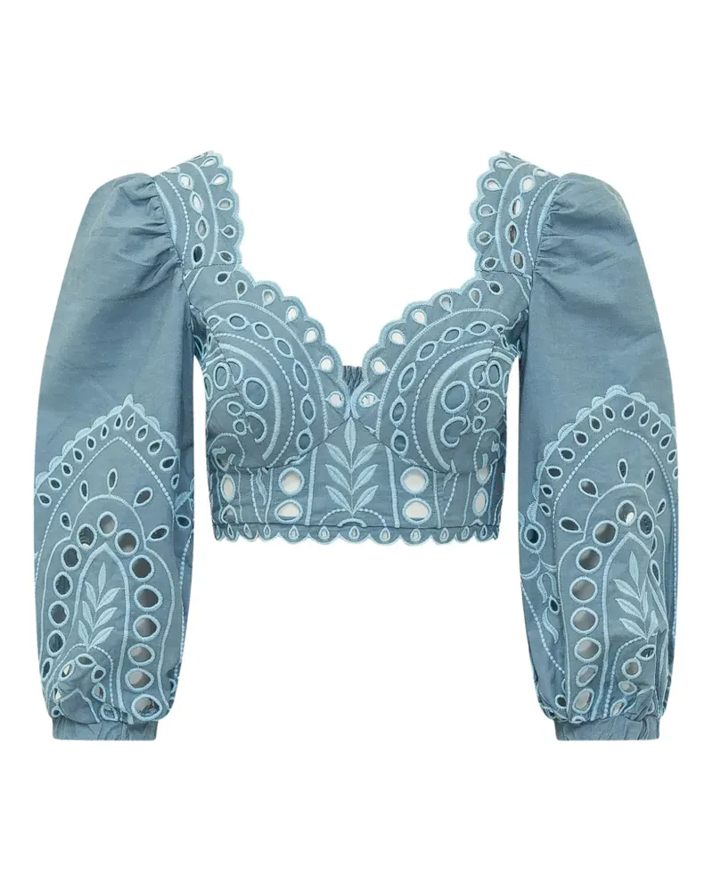 Charo Ruiz Luna broderie-anglaise top - Blau Blau