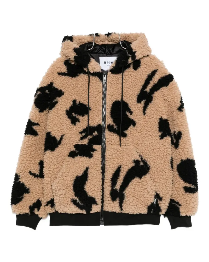 MSGM rabbit-print hooded jacket - Braun Braun