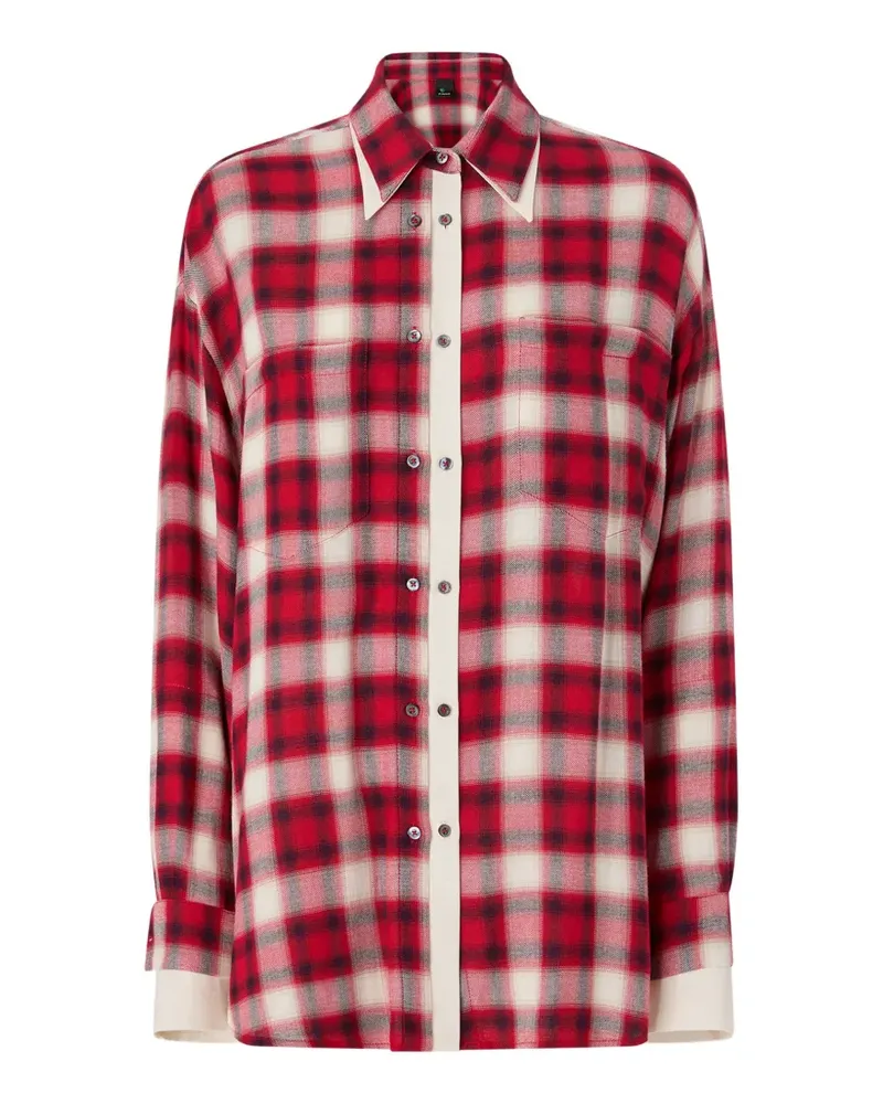 Pinko oversized shirt with check pattern - Rot Rot