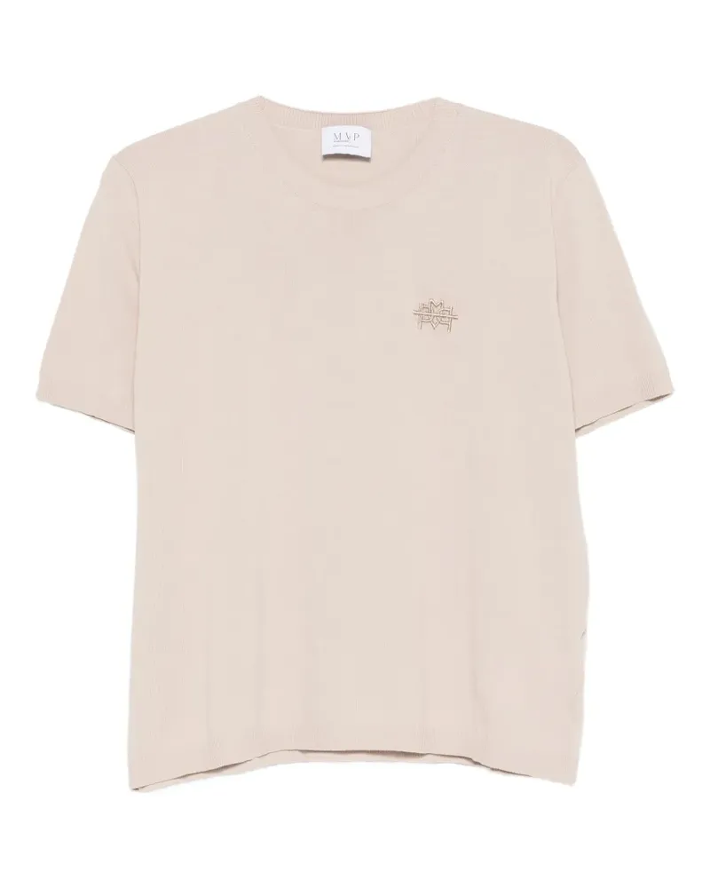 MVP Wardrobe Besticktes T-Shirt - Nude Nude