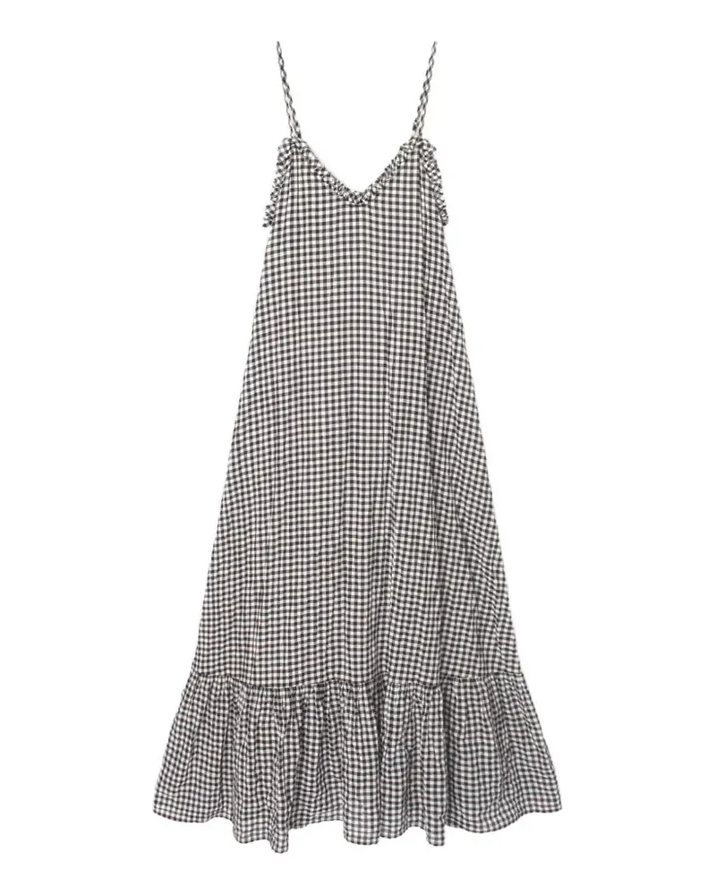 Xírena Taytum checked ruffled midi dress - Schwarz Schwarz