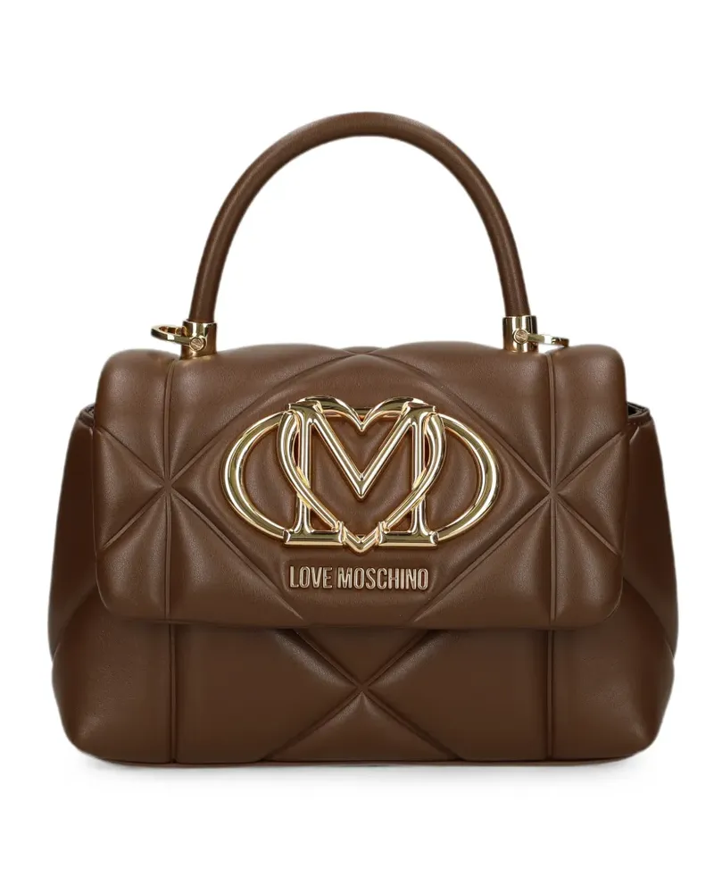 Moschino Shopper mit Logo-Schild - Braun Braun