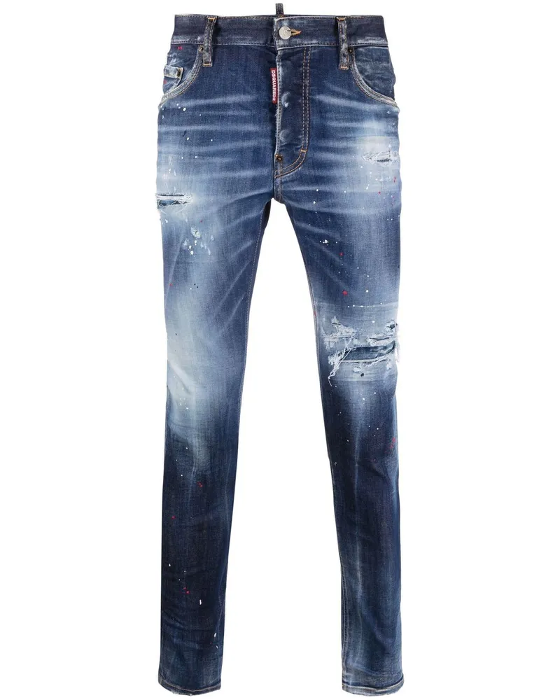 Dsquared2 Gerade Jeans im Distressed-Look - Blau Blau
