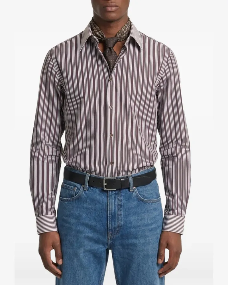 Saint Laurent Gestreiftes Winchester Hemd - Braun Braun