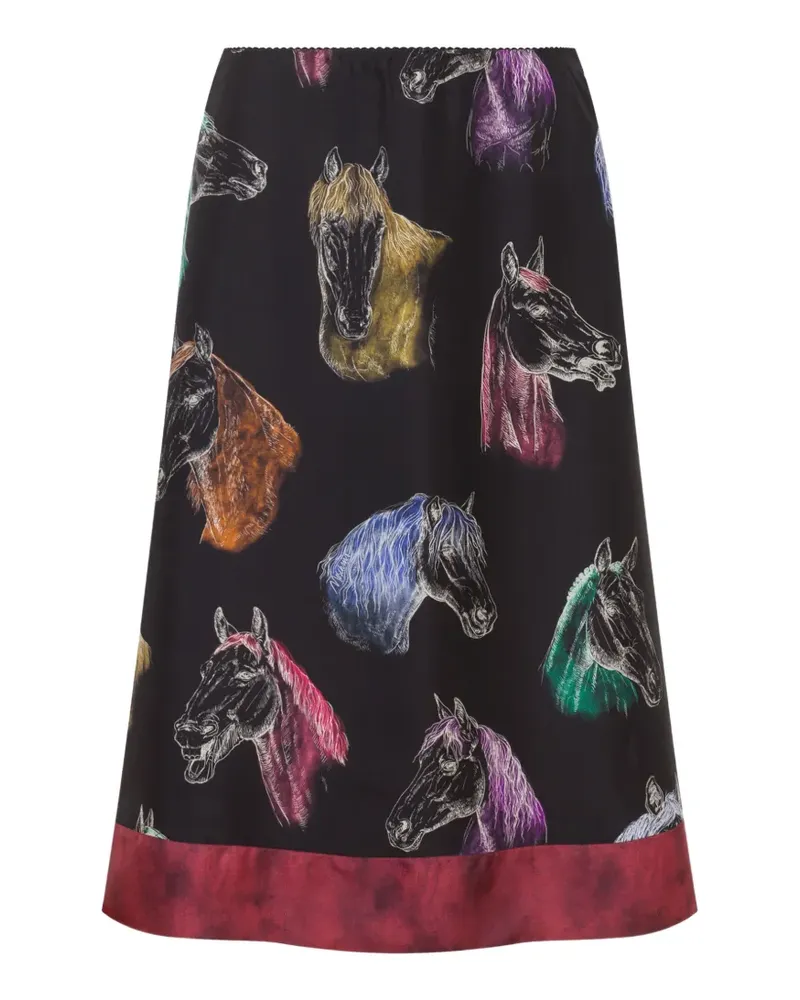 Moschino Midirock mit Pferd-Print - Schwarz Schwarz