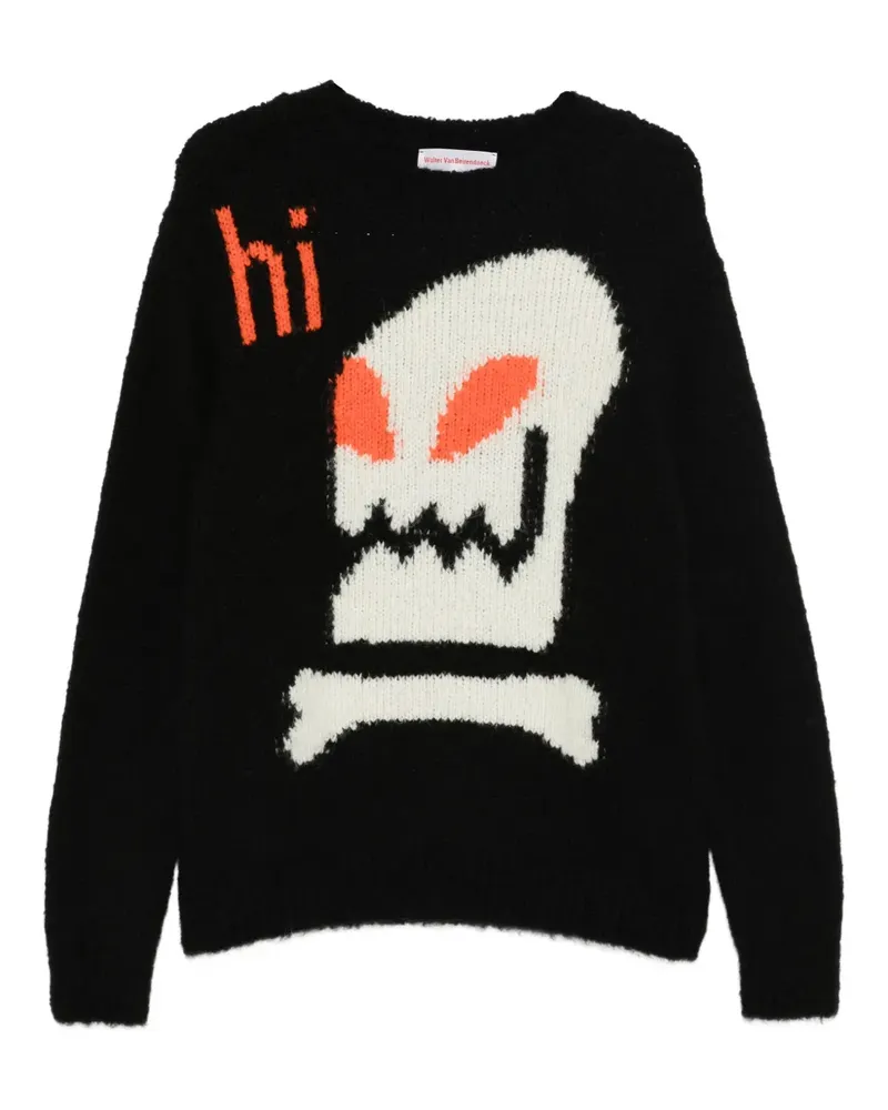 Walter van Beirendonck Gestrickter Hi Pullover - Schwarz Schwarz