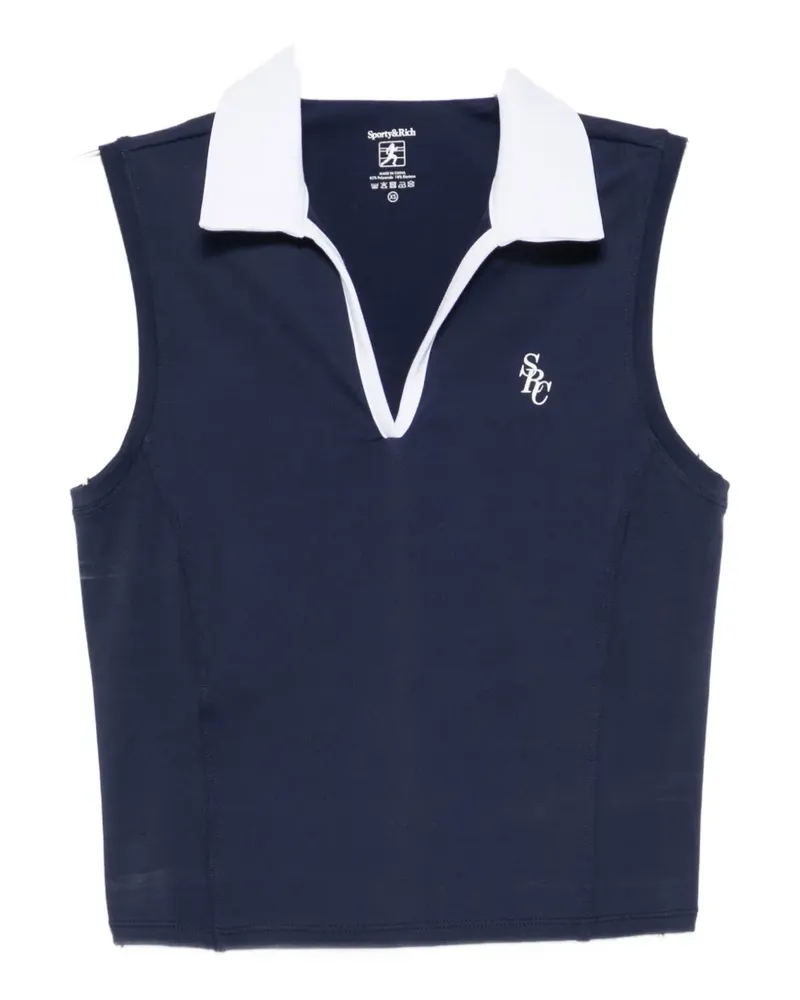 SPORTY & RICH Trägershirt mit Logo-Print - Blau Blau