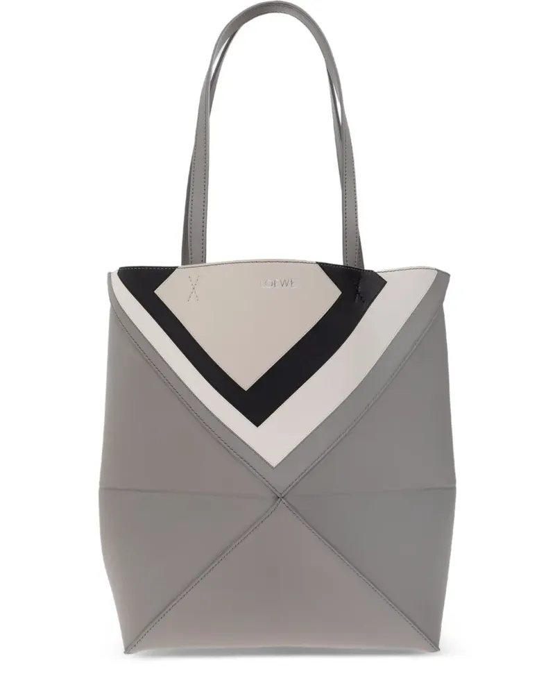 Loewe x Albers Puzzle Fold Tote Bag mit Zickzackmuster - Grau Grau
