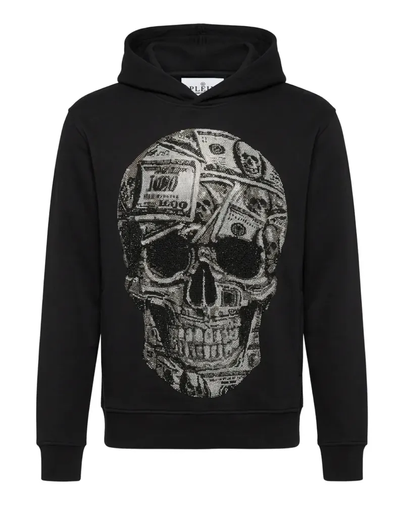 Philipp Plein Hoodie mit Totenkopf und Kristallen - Schwarz Schwarz