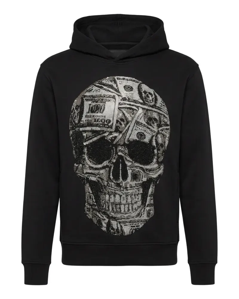 Philipp Plein crystal-embellished skull-motif hoodie - Schwarz Schwarz