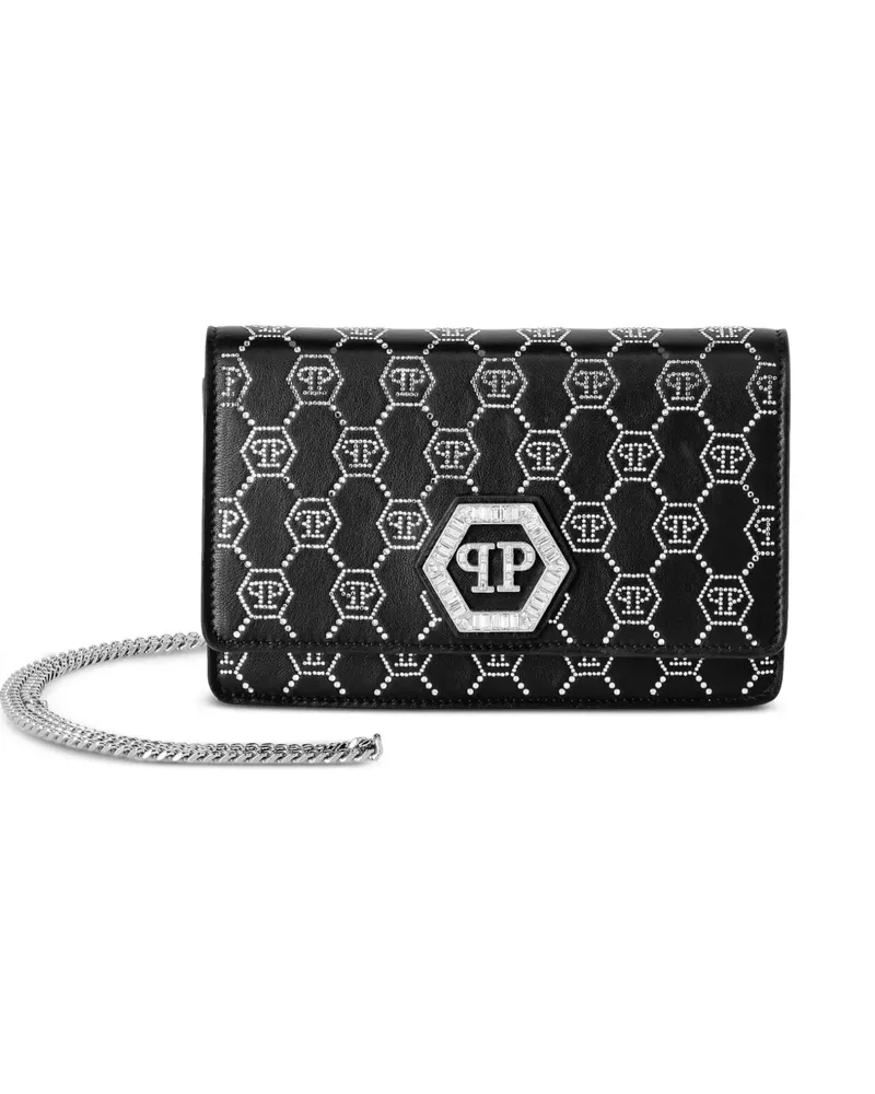 Philipp Plein Monogram Schultertasche mit Kettenriemen - Schwarz Schwarz