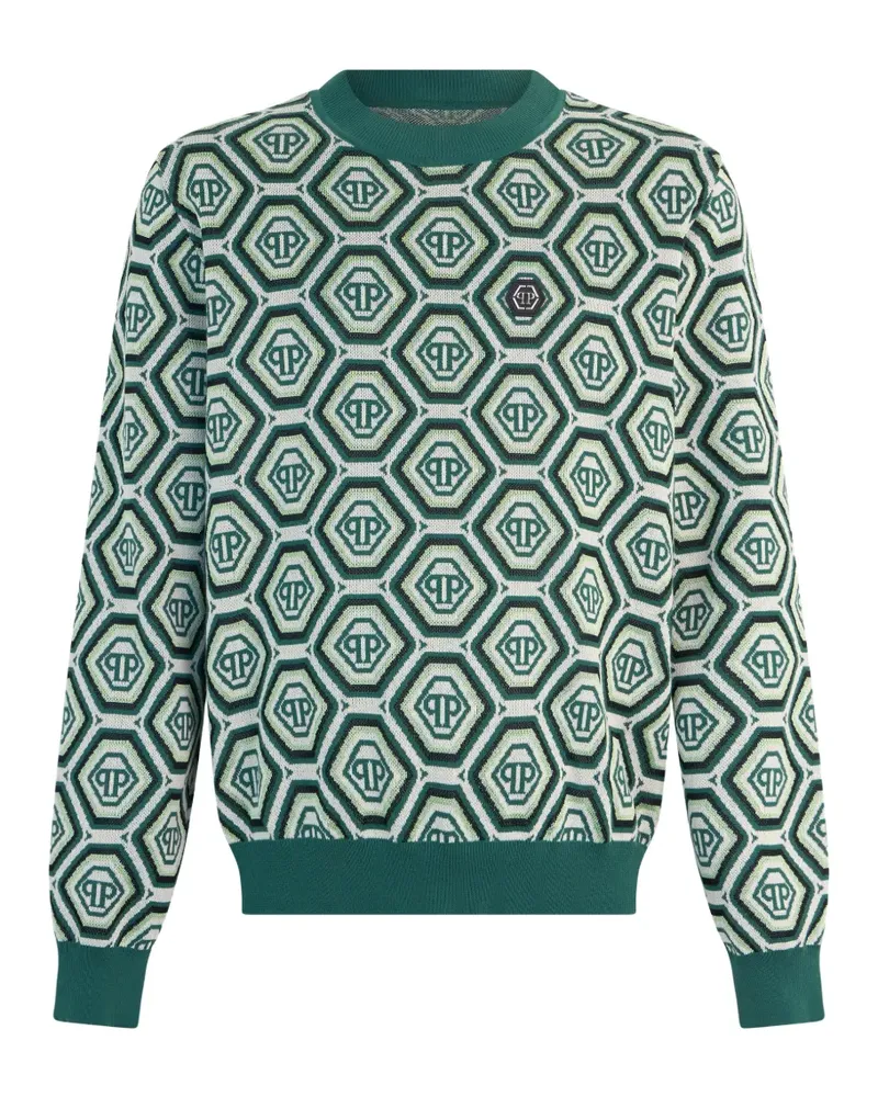 Philipp Plein Pullover mit Monogrammmuster - Grün Grün