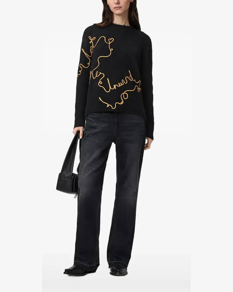 AllSaints Bestickter Pullover - Schwarz Schwarz