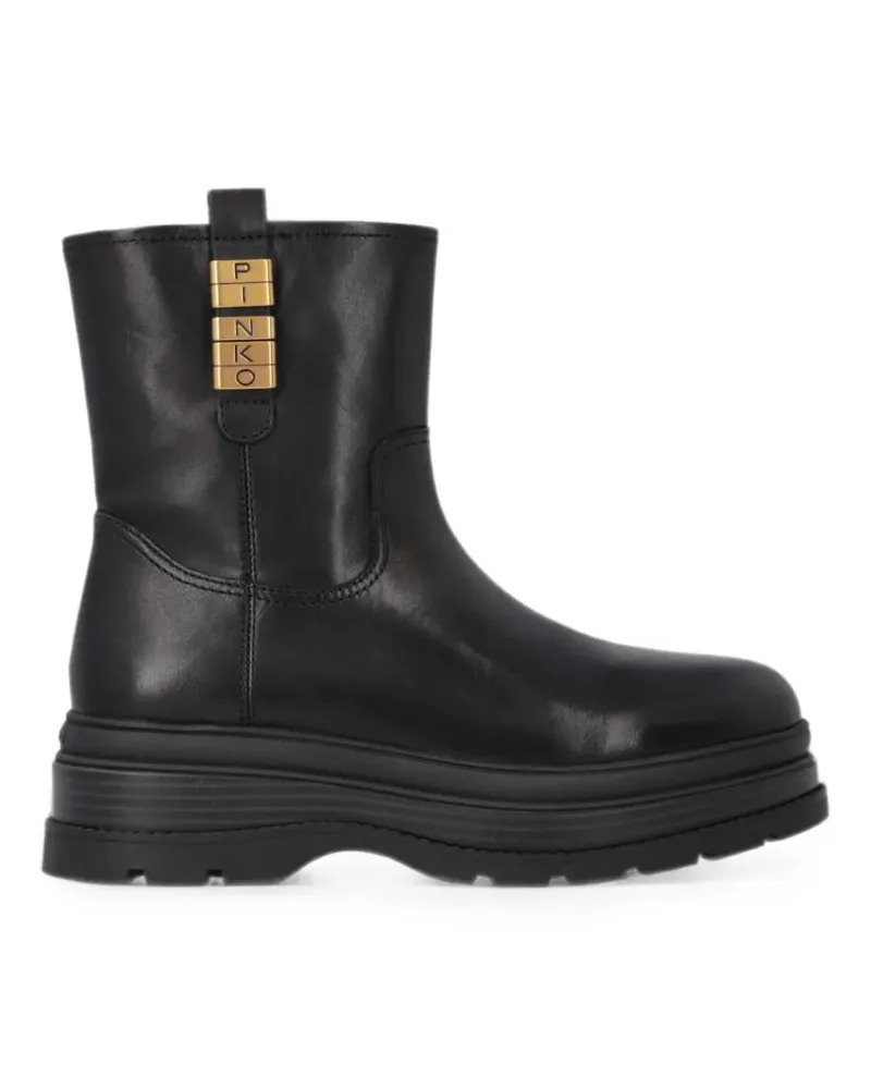 Pinko Stiefeletten mit Logo-Schild - Schwarz Schwarz