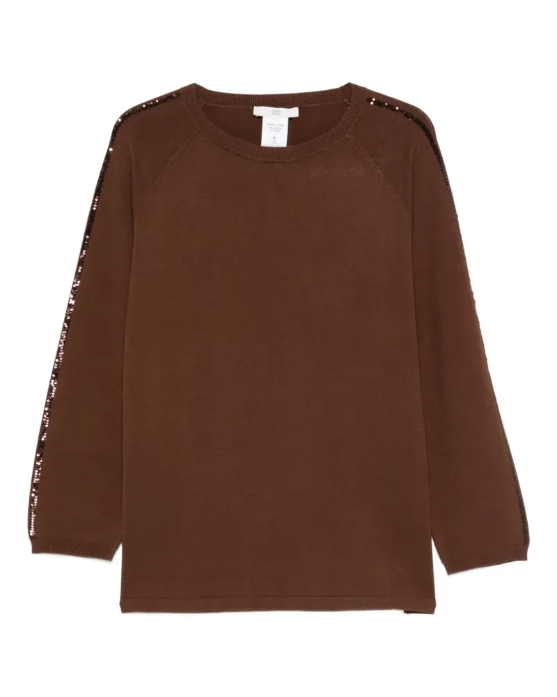 Marina Rinaldi Nocino Pailletten-Sweatshirt mit Raglanärmeln - Braun Braun