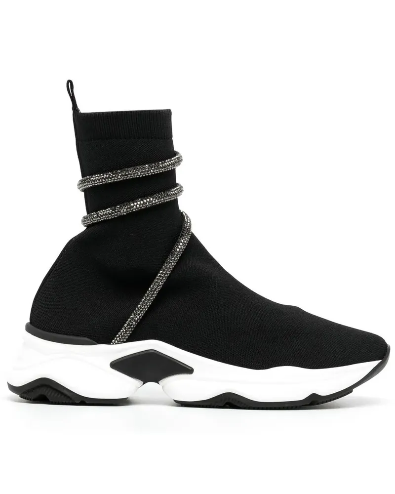René Caovilla Sock-Sneakers mit Wickelriemen - Schwarz Schwarz