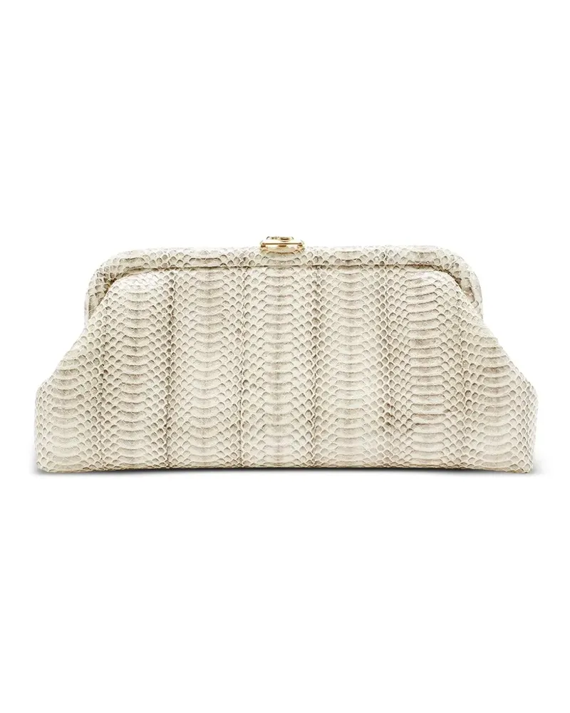 Jimmy Choo Skylar snakeskin-effect clasp clutch bag - Nude Nude