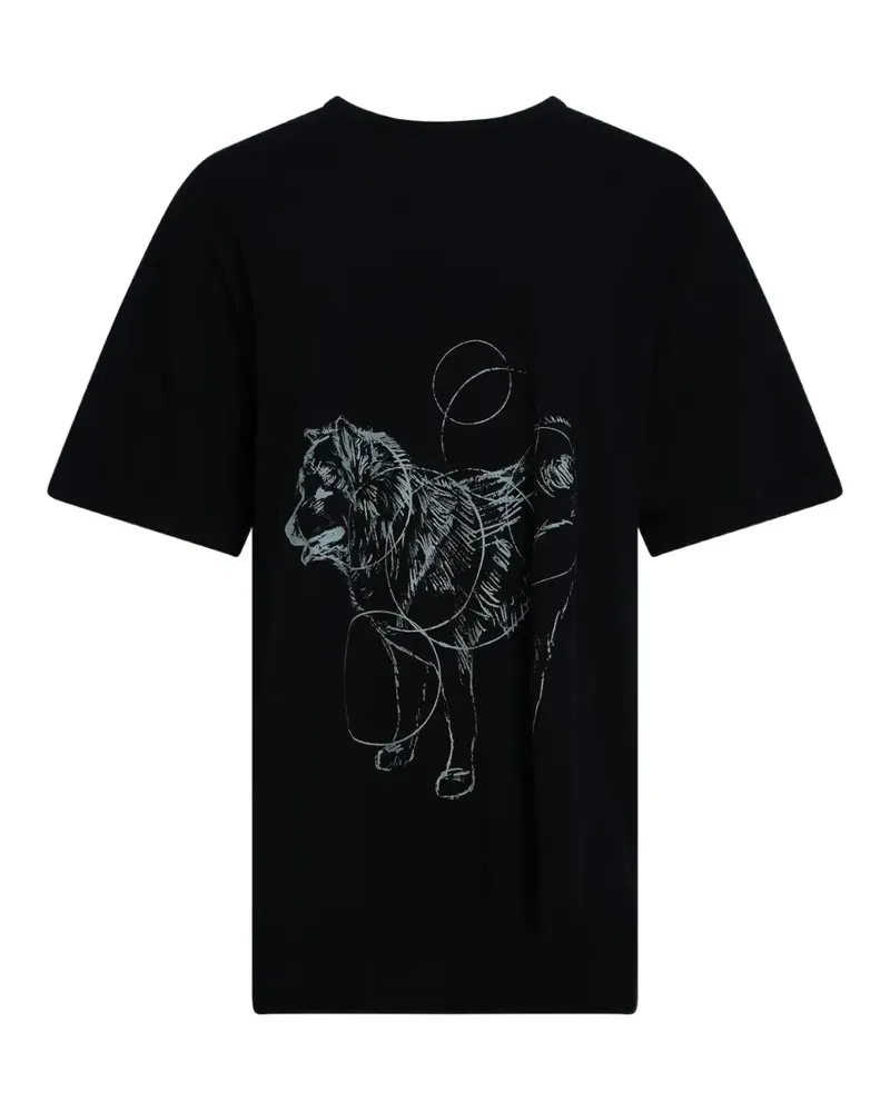 Yohji Yamamoto dog-print T-shirt - Schwarz Schwarz