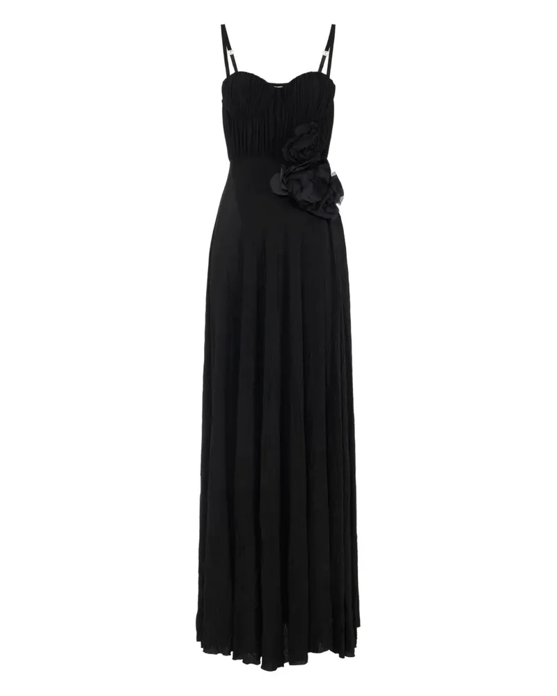 Elisabetta Franchi Kleid mit Blumenapplikation - Schwarz Schwarz