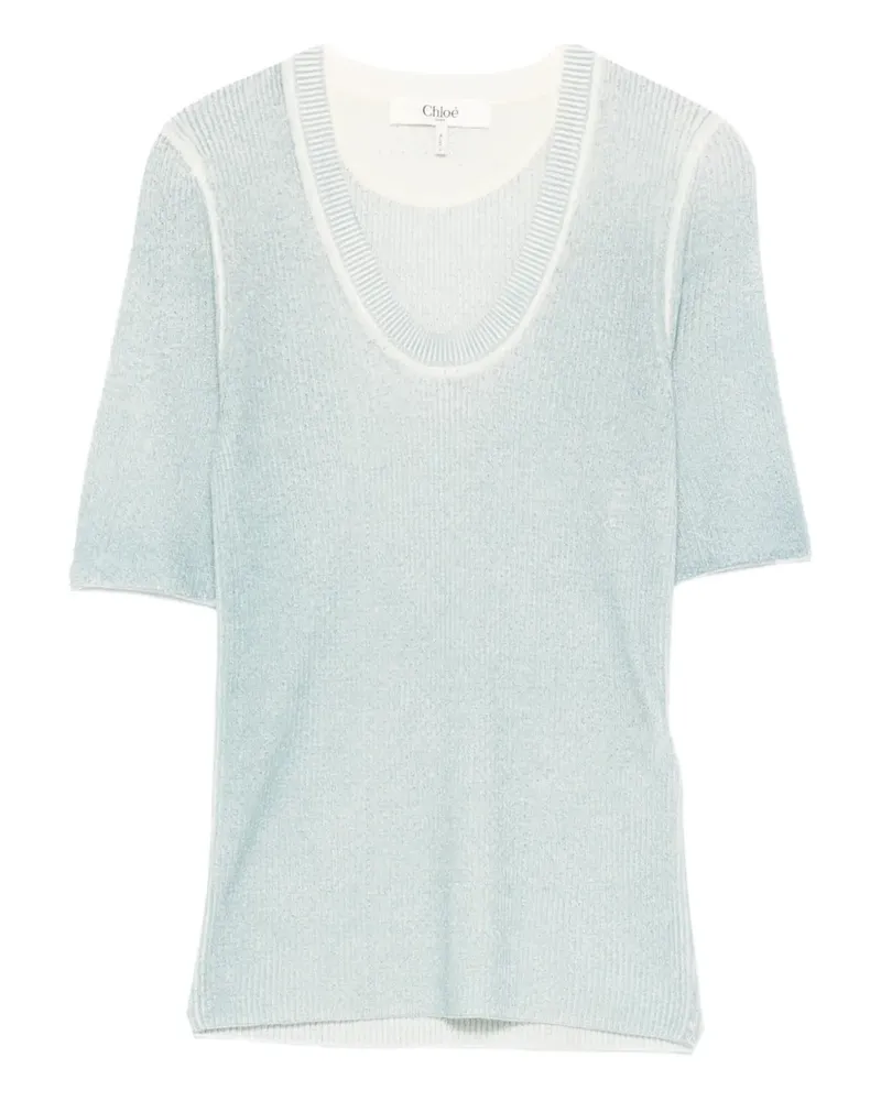Chloé Fein gestricktes T-Shirt - Blau Blau