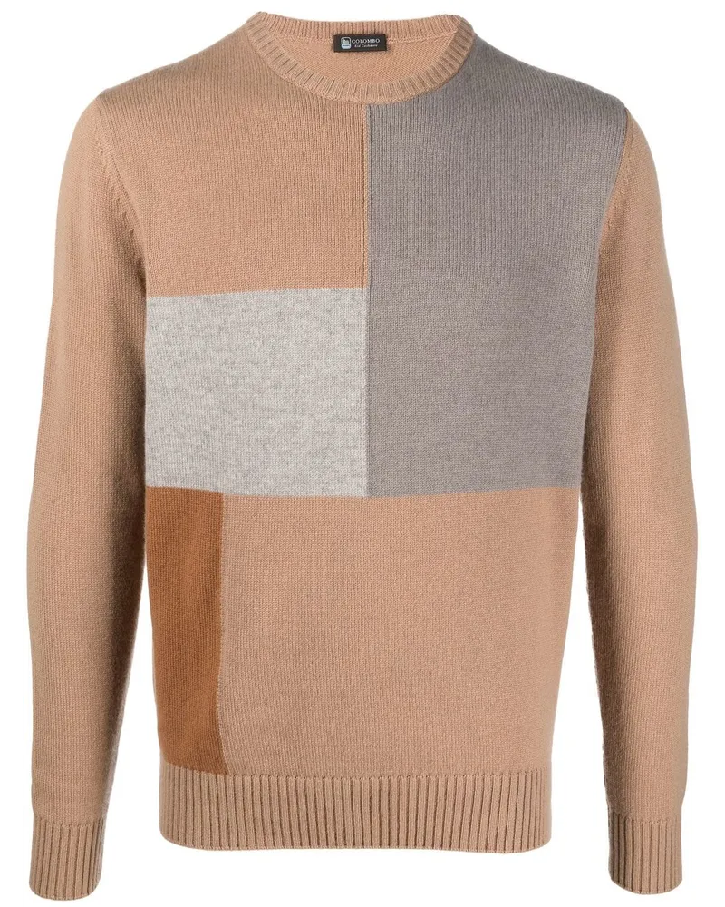 Colombo Kaschmirpullover in Colour-Block-Optik Braun