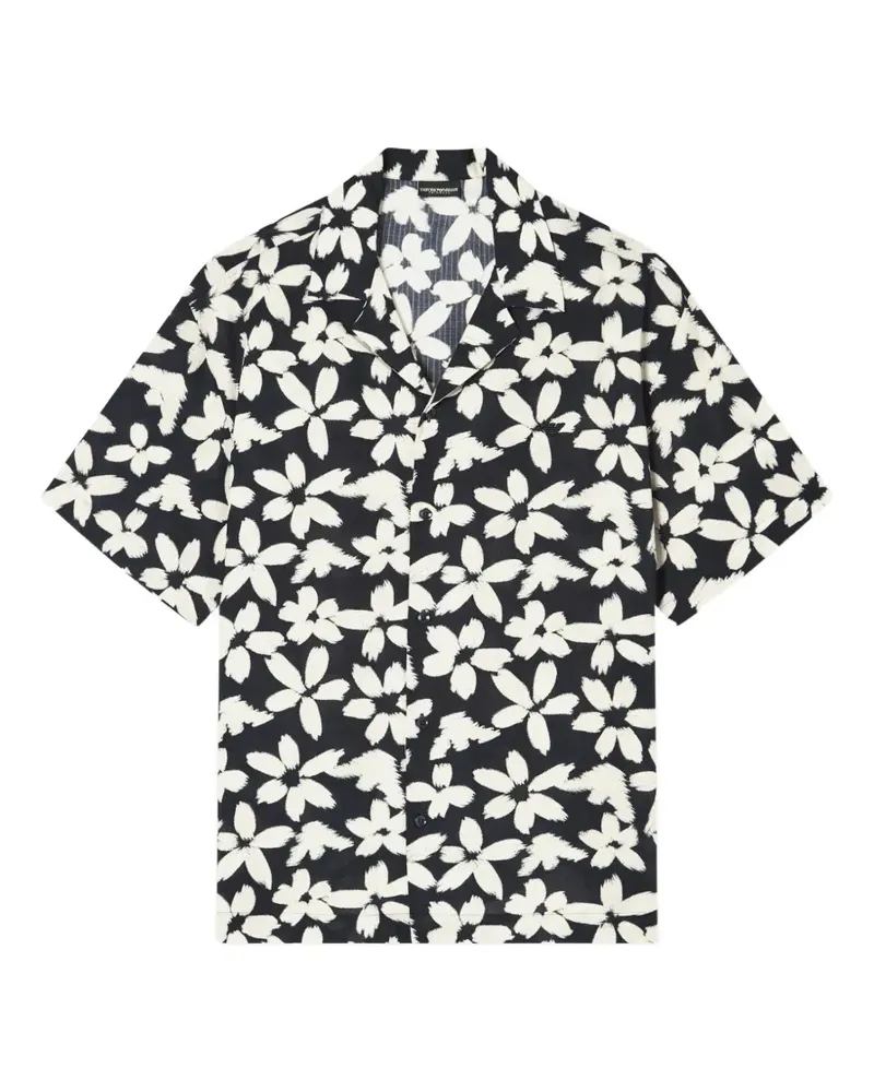 Emporio Armani floral beachwear shirt - Schwarz Schwarz