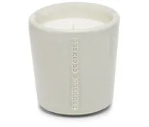 Kerze in Gefäß aus Krakelee-Keramik - Weiß