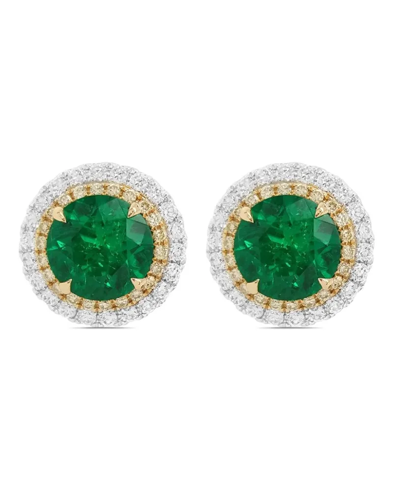 HYT Jewelry 18kt Weißgoldohrringe mit Diamanten und Smaragd Weiß