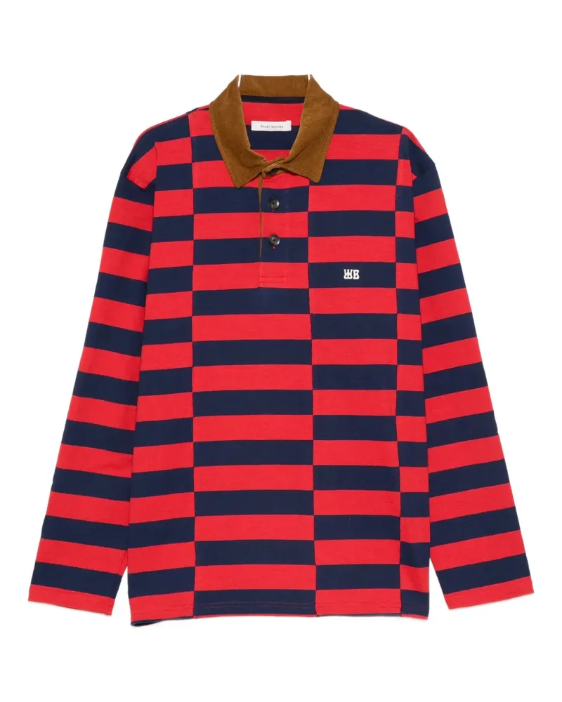 Wales Bonner Gestreiftes Poloshirt mit Cordkragen - Rot Rot