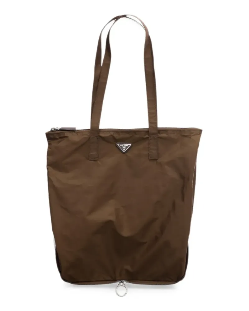 Prada Anhänger aus Saffiano-Leder mit Re-Nylon-Tote Bag - Braun Braun