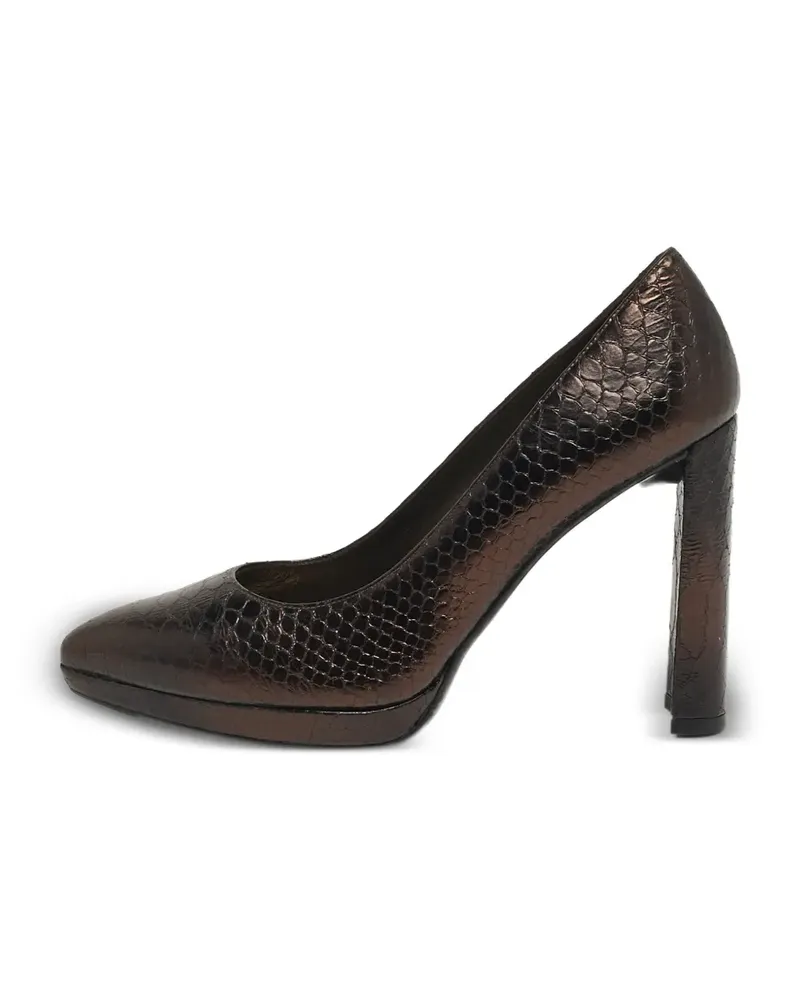 Stuart Weitzman Plateau-Pumps mit Python-Prägung - Braun Braun