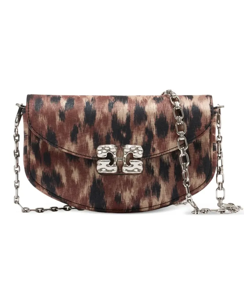 Ganni Lulu leopard-print crossbody bag - Braun Braun