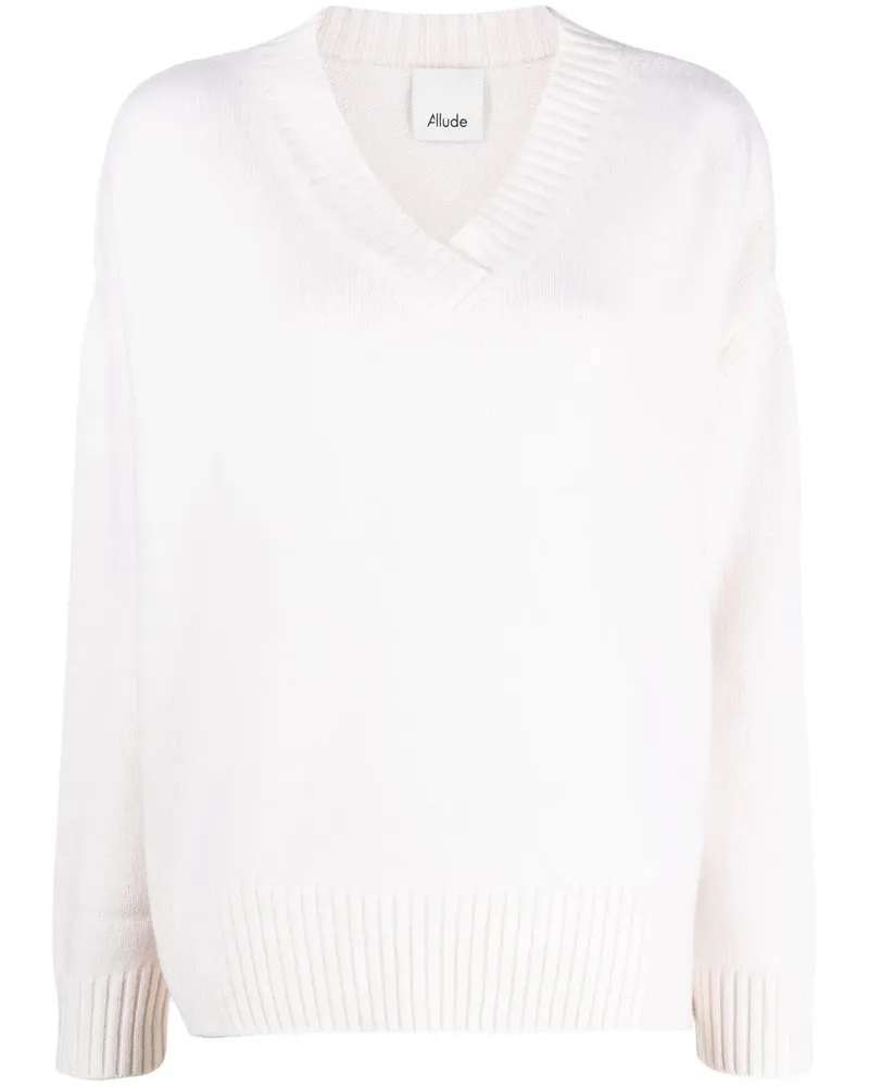 ALLUDE Kaschmirpullover mit V-Ausschnitt - Nude Nude