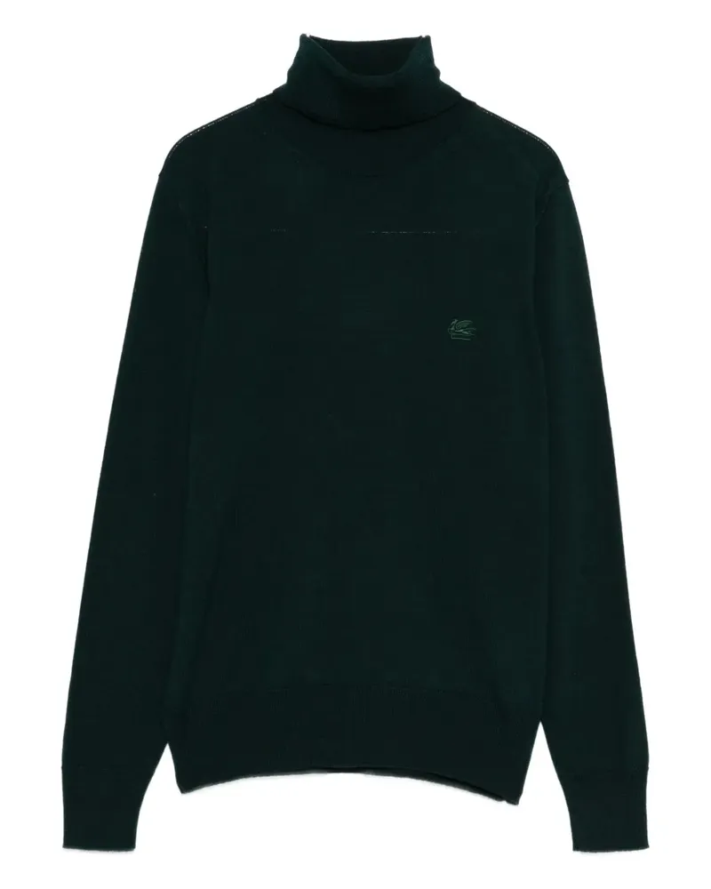 Etro roll-neck logo-embroidered sweater - Grün Grün
