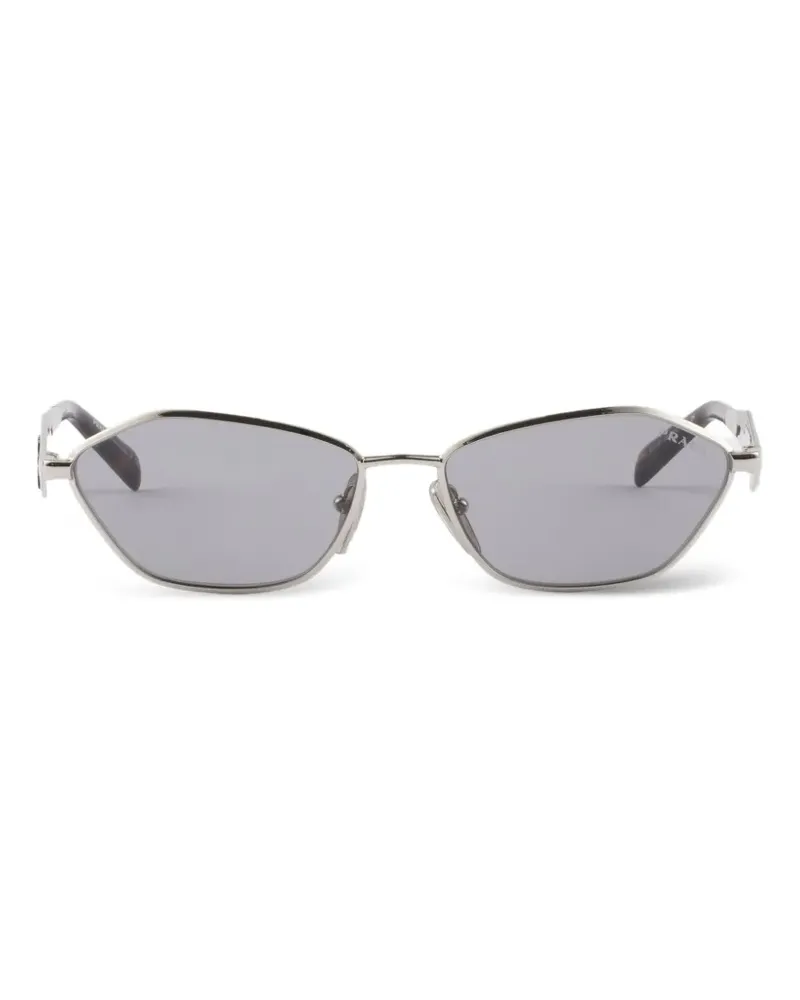 Prada Unregelmäßiger Metallrahmen mit Logo-Sonnenbrille - Silber Silber