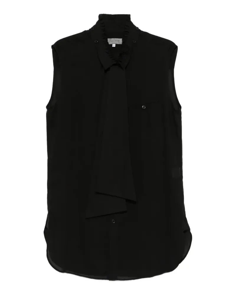 Yohji Yamamoto pussy-bow sleeveless top - Schwarz Schwarz